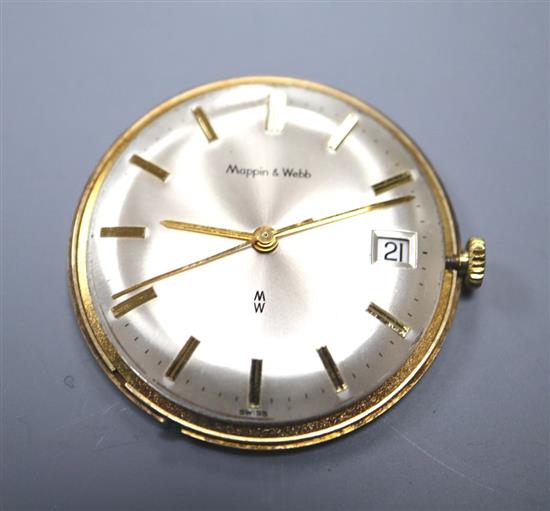 A 9ct gold-cased gentlemans manual wind wristwatch by Mappin & Webb, having silvered dial, baton numerals and date aperture